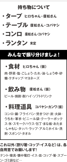 持ち物について